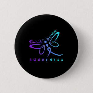 Dragonfly Suicide Prevention Awareness Pink And Te 6 Cm Round Badge