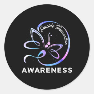 Dragonfly Suicide Prevention Awareness Pink And Te Classic Round Sticker