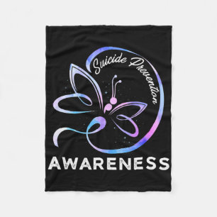 Dragonfly Suicide Prevention Awareness Pink And Te Fleece Blanket