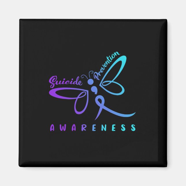 Dragonfly Suicide Prevention Awareness Pink And Te Magnet (Front)