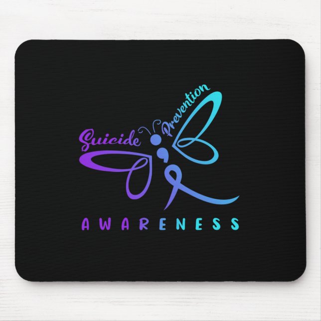 Dragonfly Suicide Prevention Awareness Pink And Te Mouse Mat (Front)