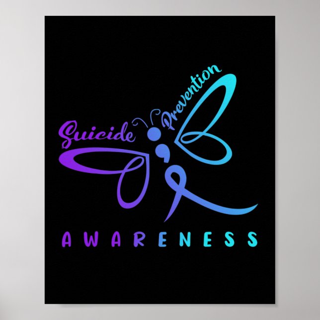 Dragonfly Suicide Prevention Awareness Pink And Te Poster (Front)