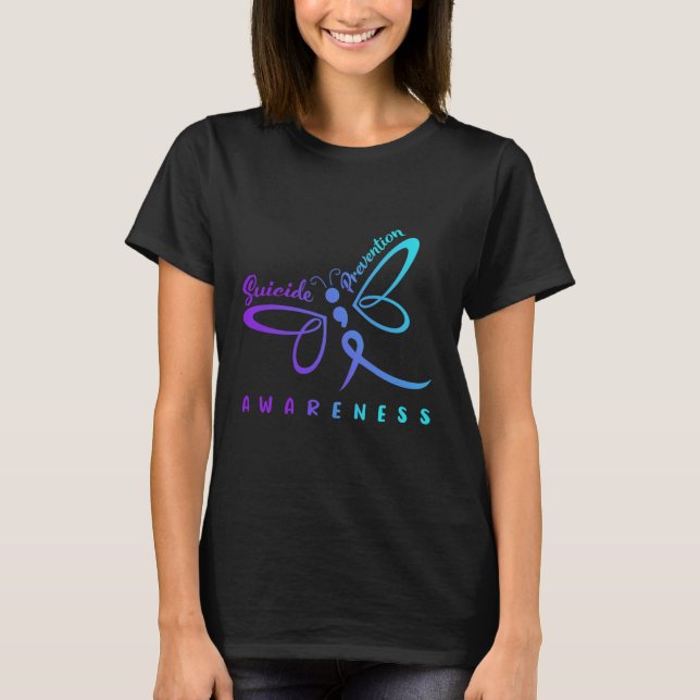 Dragonfly Suicide Prevention Awareness Pink And Te T-Shirt (Front)