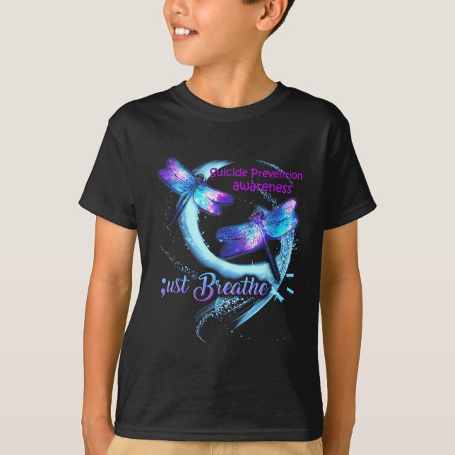 Dragonfly Suicide Prevention Awareness Warrior Sem T-Shirt (Front)