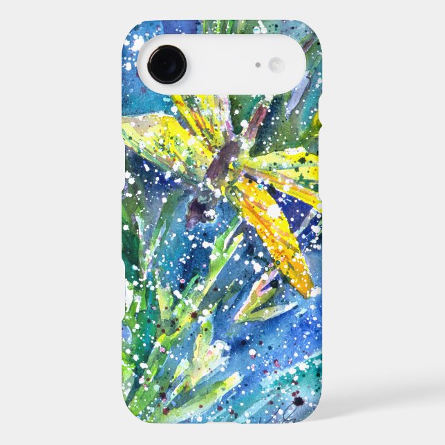 Dragonfly Summer watercolor phone case (Back)