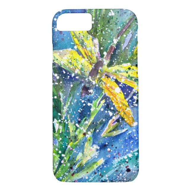 Dragonfly Summer watercolor phone case (Back)