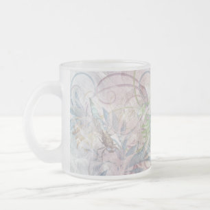 Dragonfly Swirls Frosted Drinkware Glass Coffee Mug