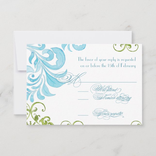 Dragonfly Swirls Scroll Chic Modern Floral Invite (Front)