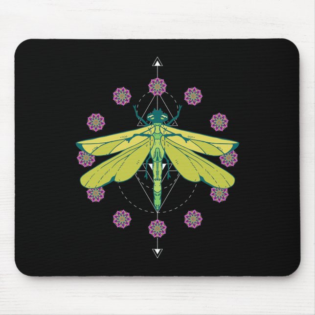 Dragonfly Symbols Magic Mandala Insect  Mouse Mat (Front)