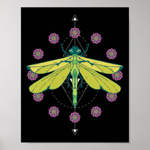 Dragonfly Symbols Magic Mandala Insect Poster
