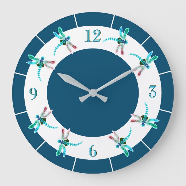 Dragonfly | Teal Round Wall Clock  (Front)