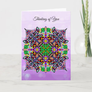 Dragonfly Themed Mandala Colourful Thinking of You Card