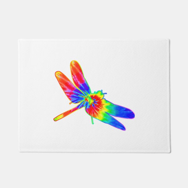 Dragonfly Tie Dye Rainbow Doormat (Front)