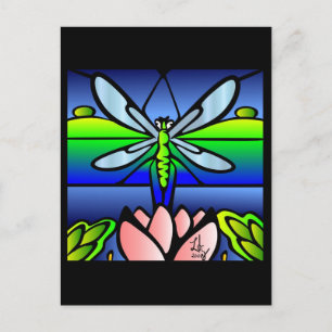 Dragonfly Tiffany Style Postcard
