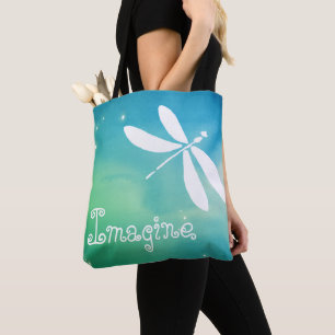 Dragonfly Tote Bags Blue Green Watercolor Gifts