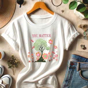 Dragonfly Tree You Matter Pink Green Inspirivity Tri-Blend Shirt