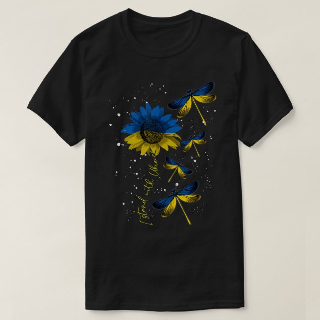 Dragonfly Ukraine Sunflower Ukraine Flag Stand Wit T-Shirt (Design Front)