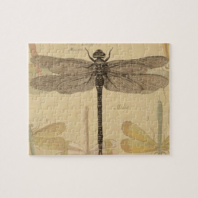 Dragonfly Vintage Antique Classic Nature Jigsaw Puzzle (Horizontal)