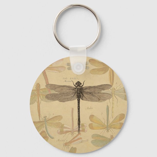 Dragonfly Vintage Antique Classic Nature Key Ring (Front)