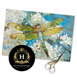 Dragonfly Vintage Floral Decoupage Tissue Paper