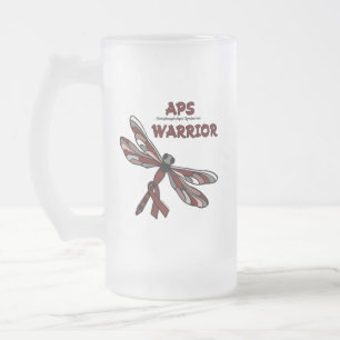 Dragonfly/Warrior...APS Frosted Glass Beer Mug