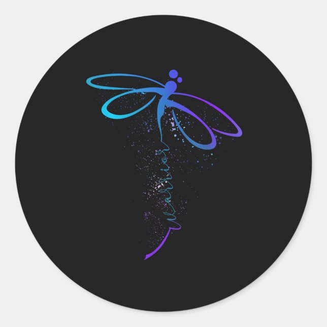 Dragonfly Warrior Semicolon Suicide Prevention Awa Classic Round Sticker (Front)