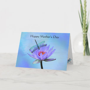 Dragonfly Water Lily Mother's Day Greeting Card