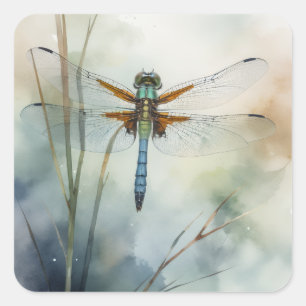 Dragonfly Watercolor Art  Square Sticker