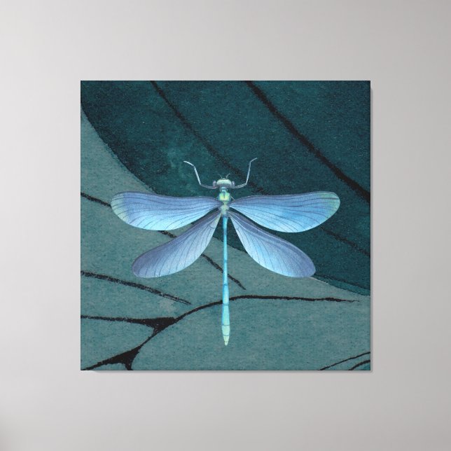 Dragonfly watercolor drawing canvas print (Front)