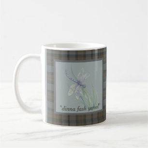 Dragonfly Watercolor Fraser Clan Tartan Quote Coffee Mug
