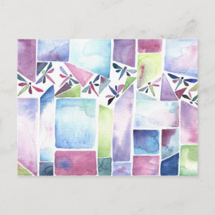 Dragonfly Watercolor Pastel Postcard
