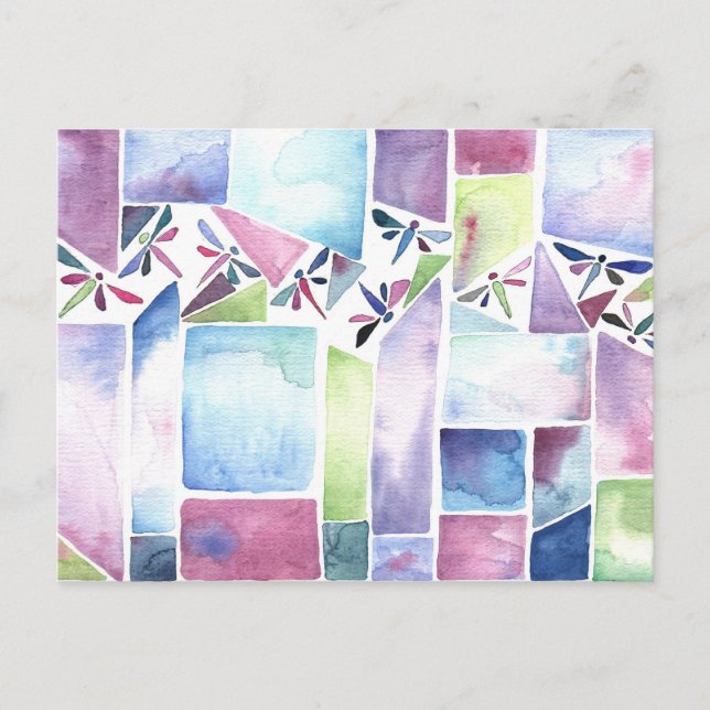 Dragonfly Watercolor Pastel Postcard (Front)