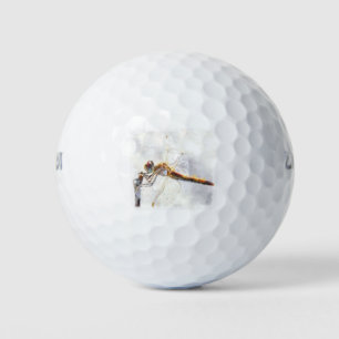 Dragonfly Watercolor Pastel White Background Golf Balls