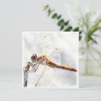 Dragonfly Watercolor Pastel White Background Holiday Card