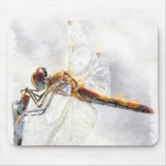 Dragonfly Watercolor Pastel White Background Mouse Mat