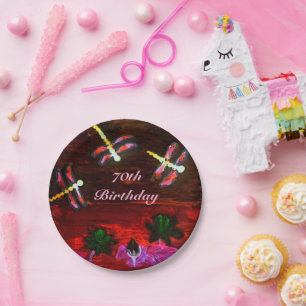 Dragonfly Waterlily Painting Age Birthday Paper Plate