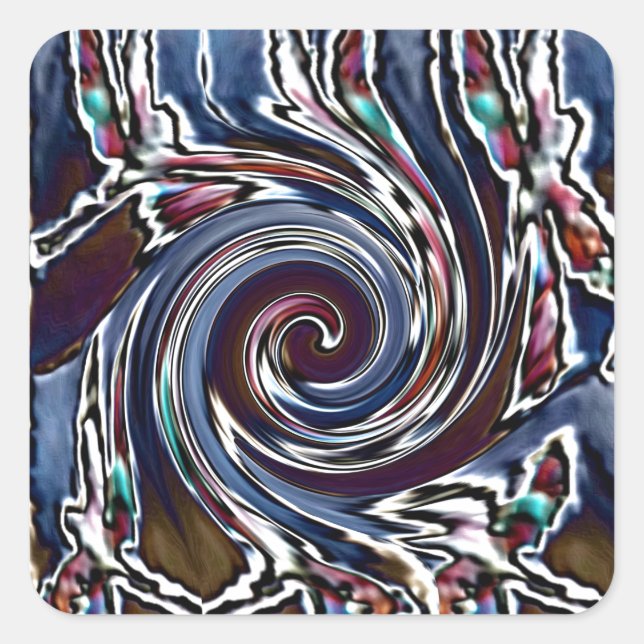 Dragonfly Wave Abstract Nature Square Sticker (Front)
