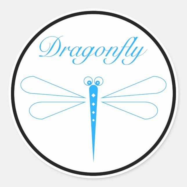 Dragonfly - White Classic Round Sticker, Glossy Sticker (Front)