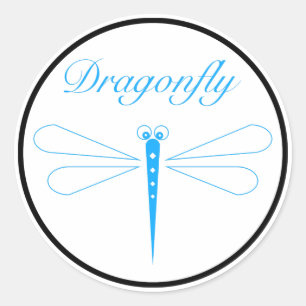 Dragonfly - White Classic Round Sticker, Glossy Sticker