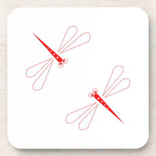 Dragonfly - White Hard Plastic coasters - set of 6