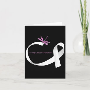 Dragonfly White Ribbon Lung Cancer Awareness  Card