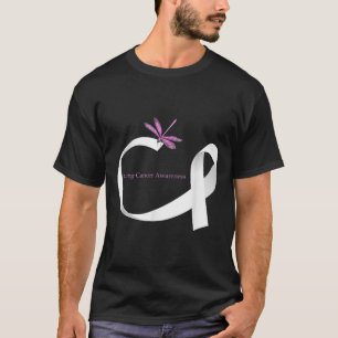 Dragonfly White Ribbon Lung Cancer Awareness T-Shirt