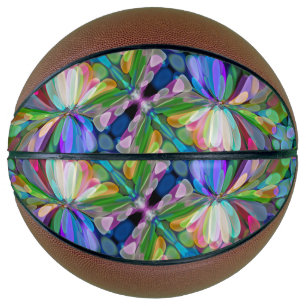 Dragonfly Wildflower Garden Abstract Floral Basketball