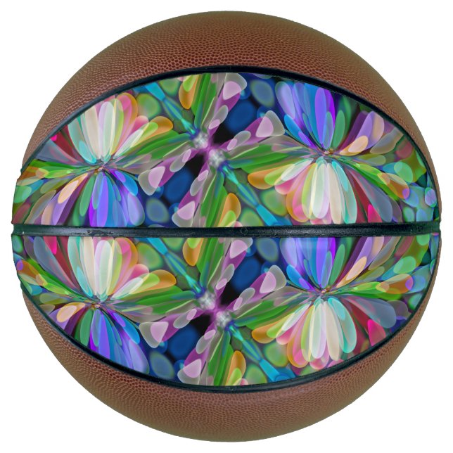 Dragonfly Wildflower Garden Abstract Floral Basketball (Front)