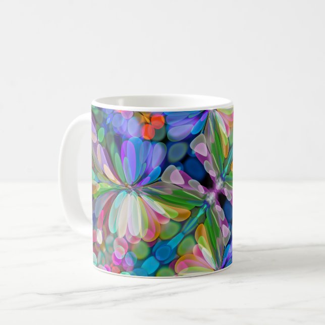 Dragonfly Wildflower Garden Abstract Floral Coffee Mug (Front Left)