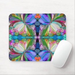 Dragonfly Wildflower Garden Abstract Floral Mouse Mat