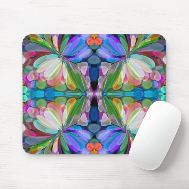 Dragonfly Wildflower Garden Abstract Floral Mouse Mat (With Mouse)