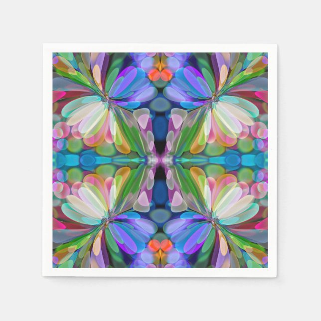 Dragonfly Wildflower Garden Abstract Floral Napkin (Front)