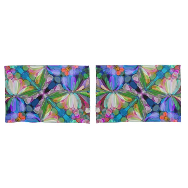 Dragonfly Wildflower Garden Abstract Floral Pillowcase (Front-Set)