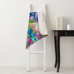 Dragonfly Wildflower Garden Abstract Floral Sherpa Blanket